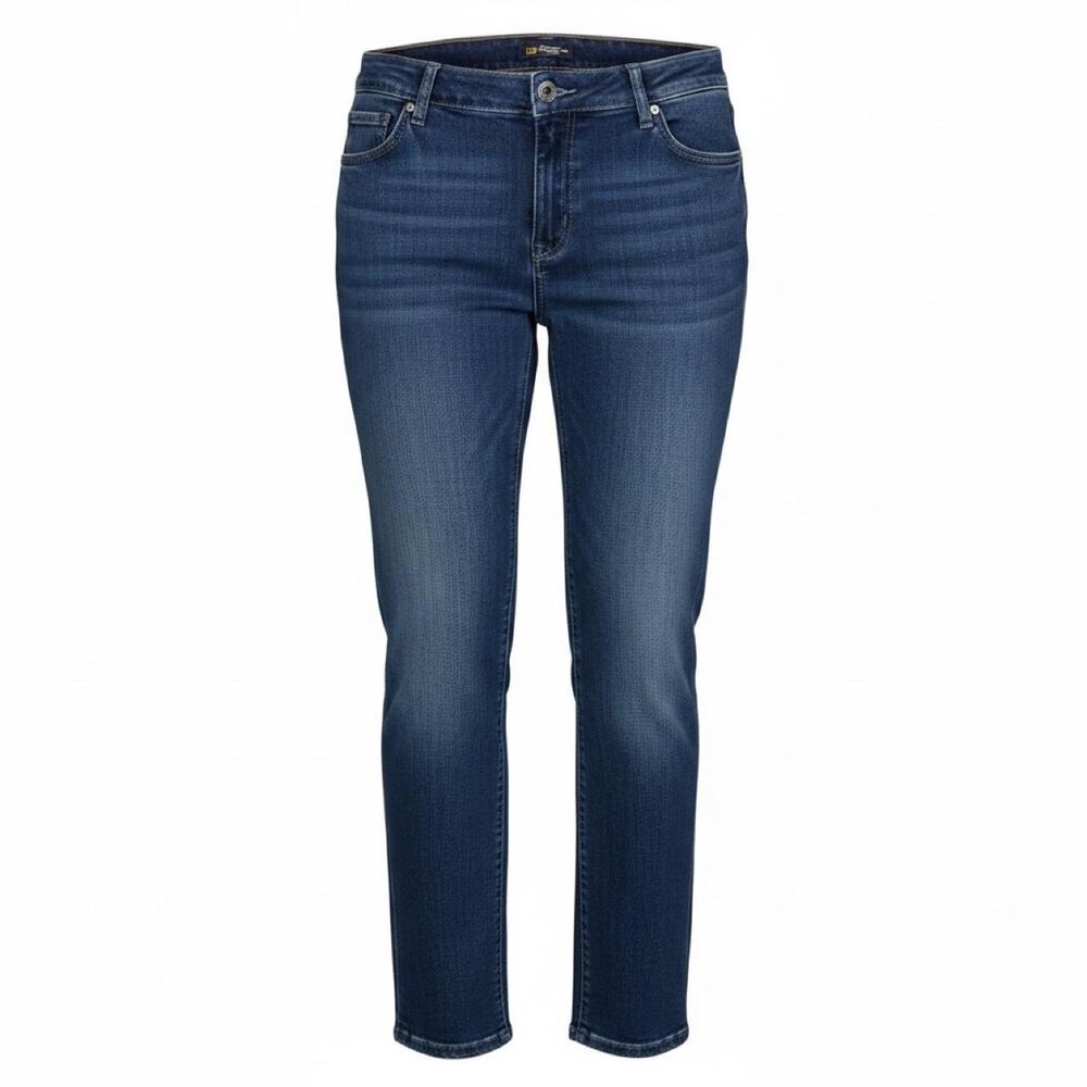 Lee Flex Motion Straight Leg Jeans 26W Petite Mid Rise Stretch Dark Wash NWT
